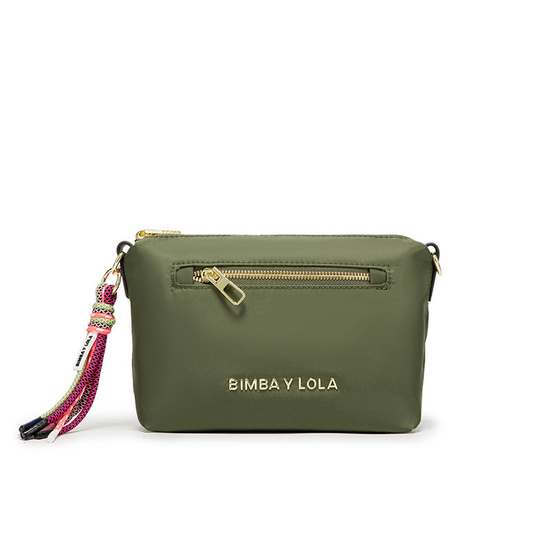 Women's Spanish Color Lanyard Letter Metal Zipper Shoulder Bags