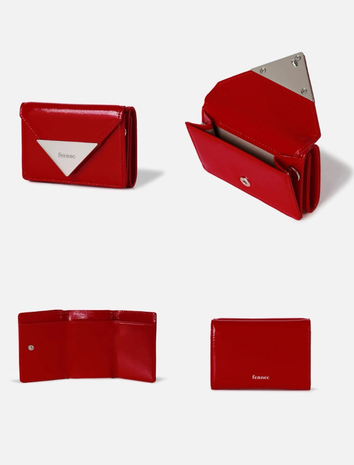 Niche Patent Leather Classic Triangle Portable Card Holder