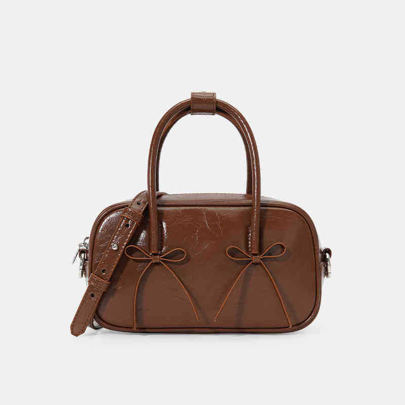 Women's Niche Bow Red Simple Baguette Large Shoulder Bags
