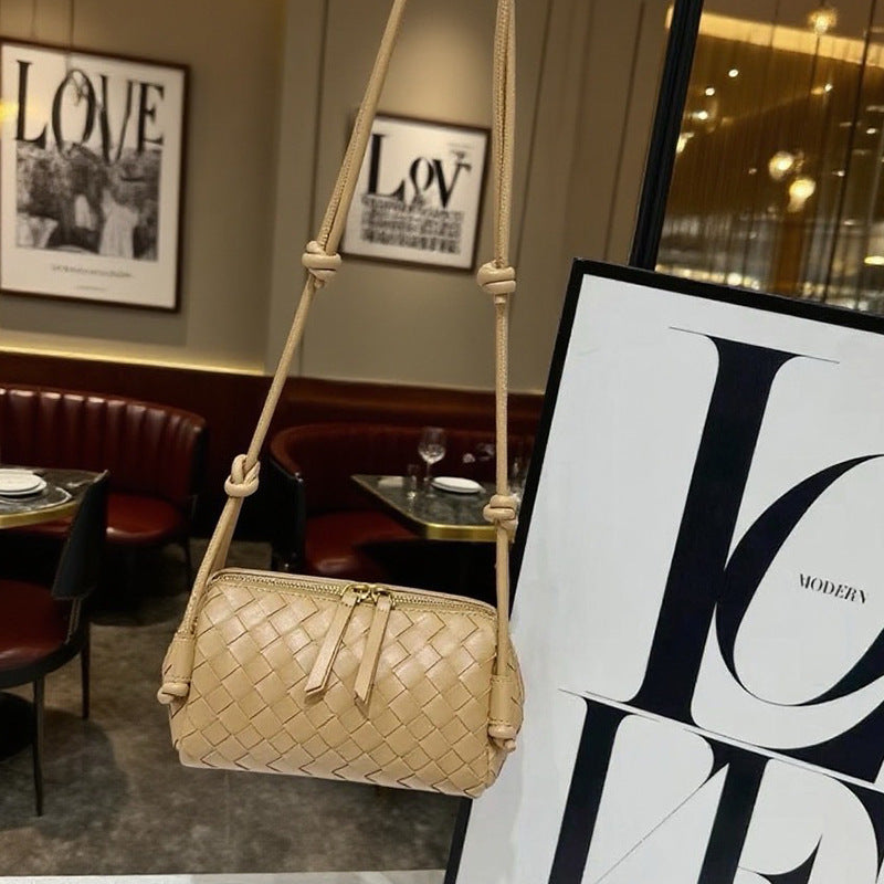 Women's Handmade Cowhide Woven Underarm Fashion Bags