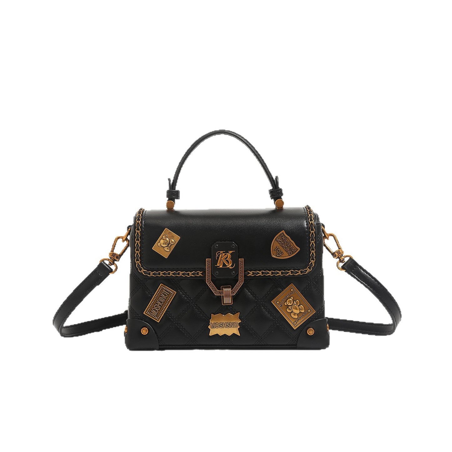 Women's Light Luxury Medal Rhombus Genuine Leather Crossbody Bags