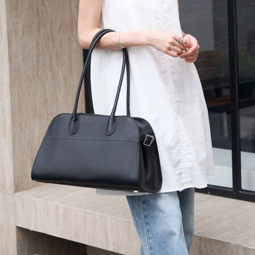 Large Capacity High-grade Lychee Pattern Cowhide Bags