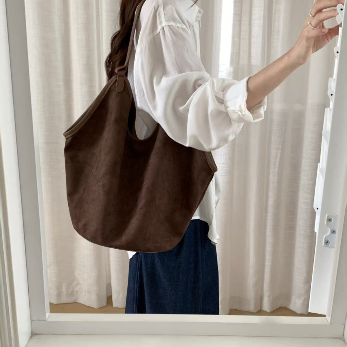 Fashion Cool Suede Vegetable Basket Commuter Tote Bags