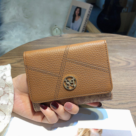 Women's Short Genuine Leather Fashion Tri Fold Ladies Wallets