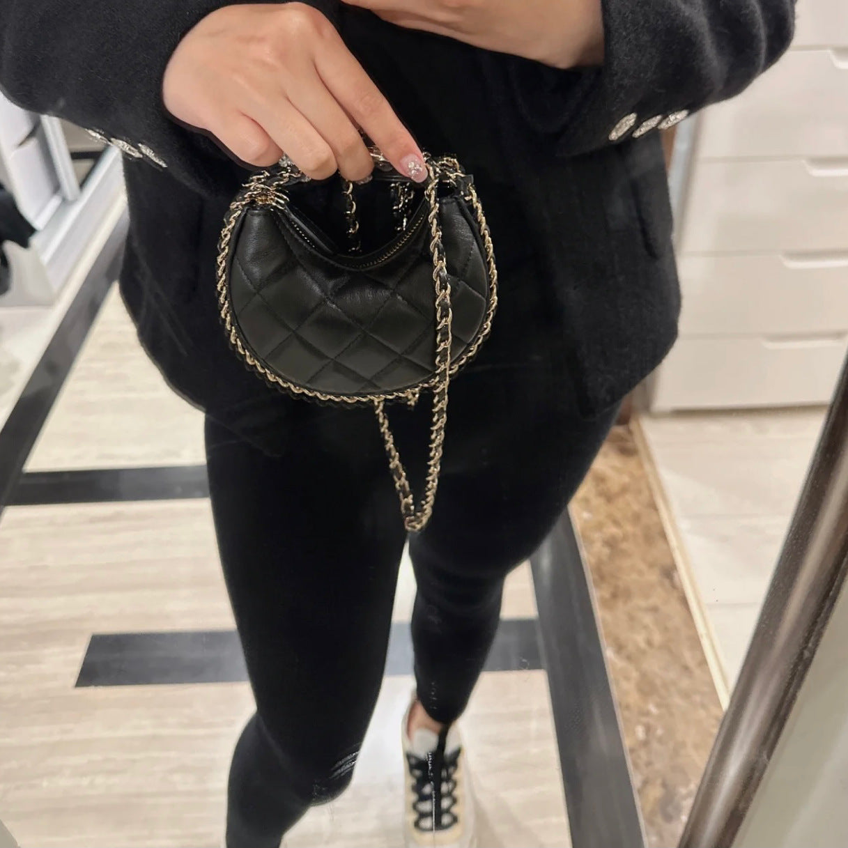 High-grade Genuine Leather Classic Style Diamond Chain Shoulder Bags