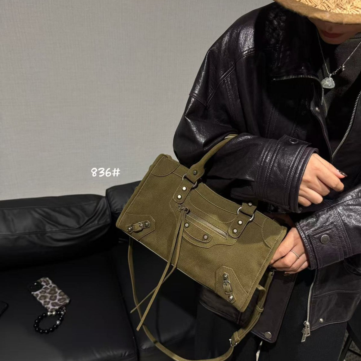 Retro Frosted Leather Motorcycle Female Commuting Fashion Bags