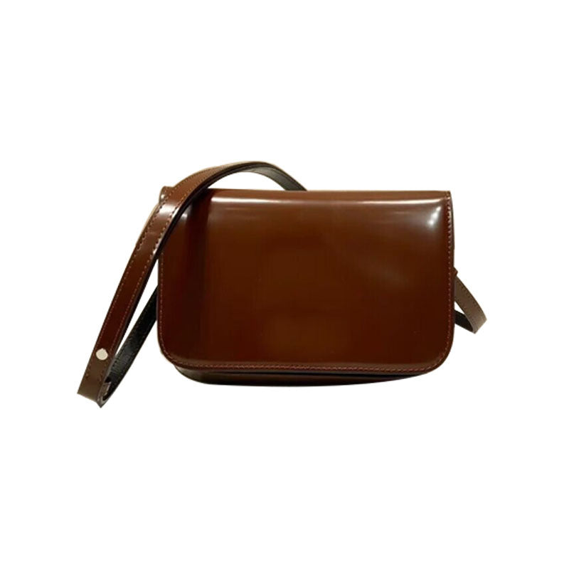 Women's Brown Bright Leather Exquisite High Sense Crossbody Bags