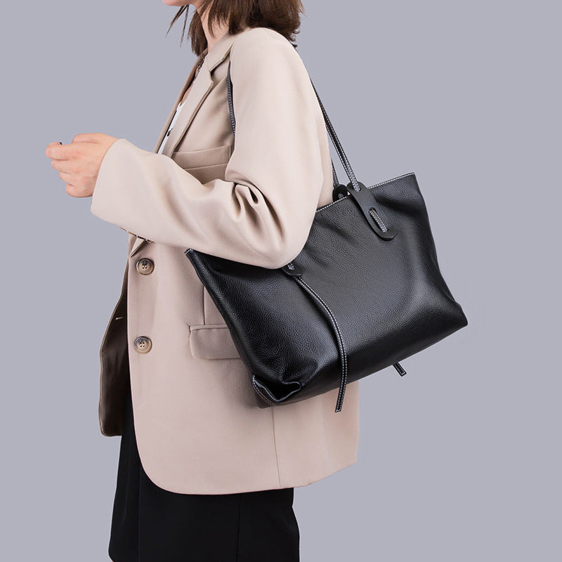 Women's Layer Cowhide Large Capacity Versatile Fashion Bags