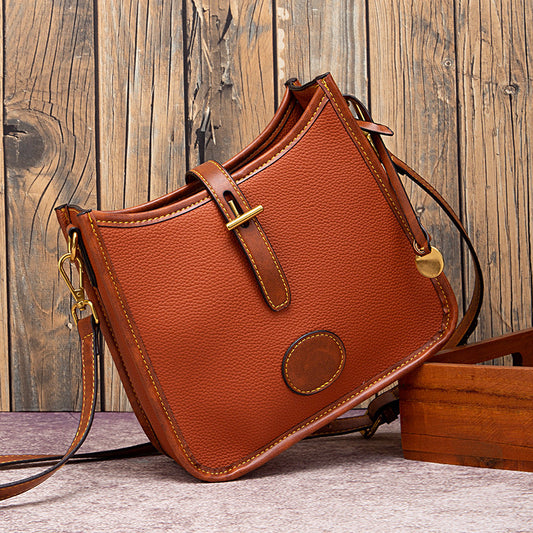 Women's Fashion Retro Grain Pebble Pattern Contrast Crossbody Bags