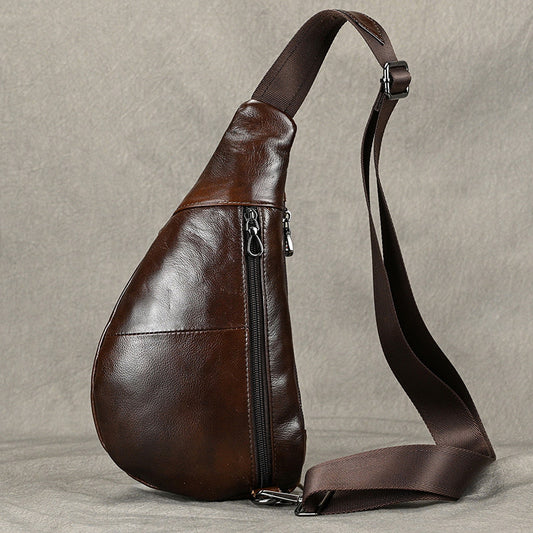 Men's Creative Fashion Leather Top Layer Cowhide Men's Chest Bags
