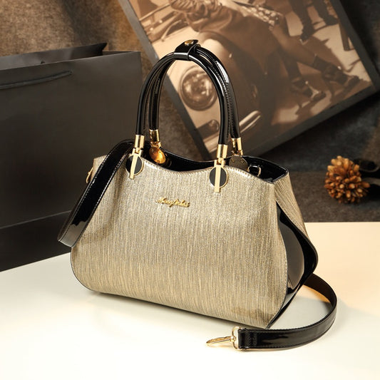 Women's Fashion Patent Leather Mother Elegant Genuine Handbags