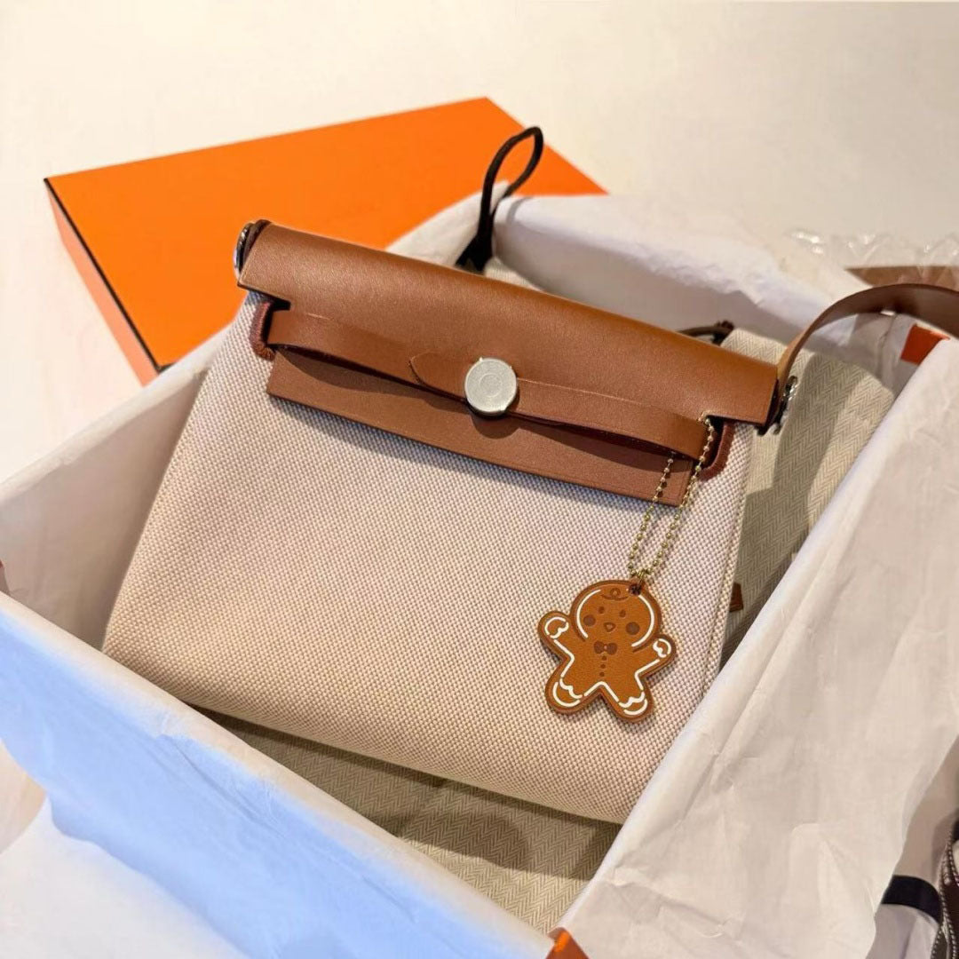 Women's Handmade Kelly Canvas Cowhide Stitching Leather Crossbody Bags