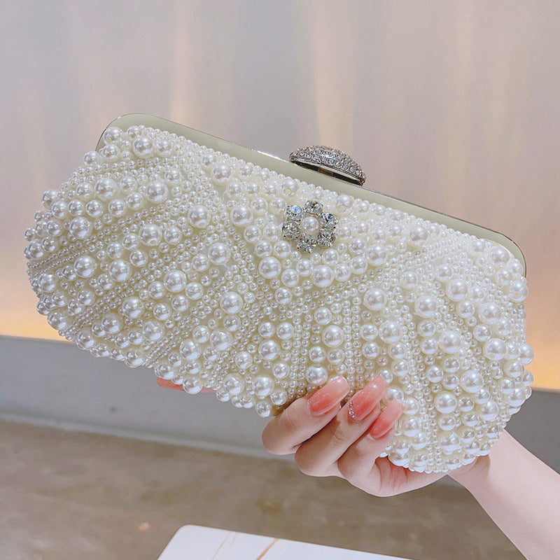 Women's Pearl Handmade Beaded Elegant Clutch Dress Evening Bags