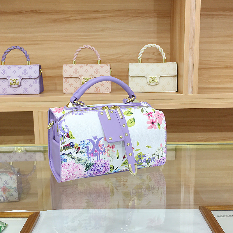 Women's Style Printed Boston Pillow Fashion Handbags