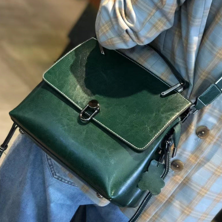 Women's Genuine Leather Portable Large Capacity Twist Crossbody Bags