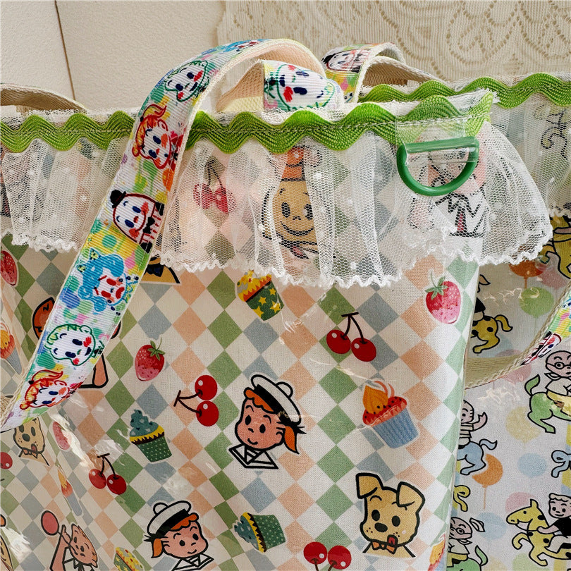 Simple Cute Yuan Cartoon Cotton Print Shoulder Bags