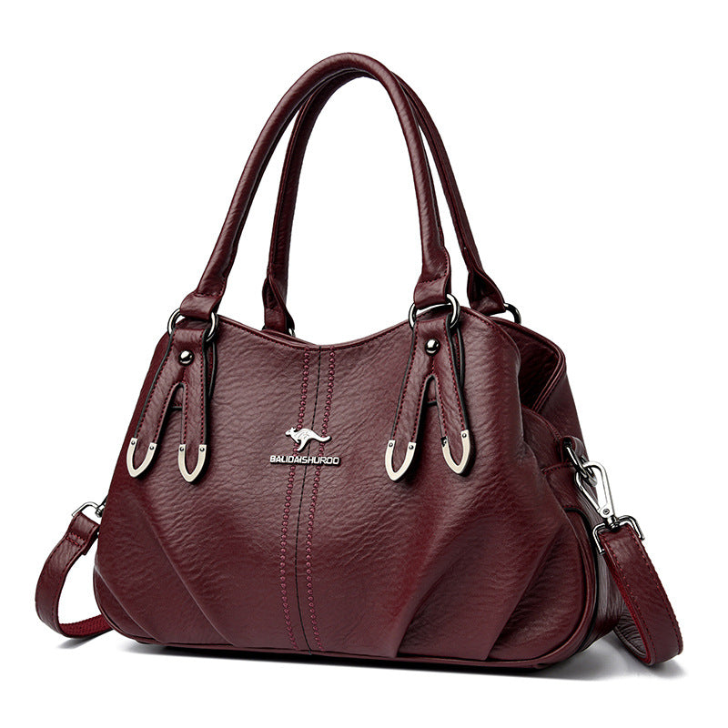 New Women's Luxury Soft Leather Solid Handbags