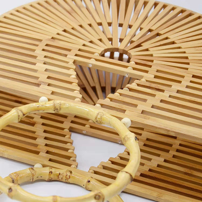 Women's Antique Style Woven Hand-held Bamboo Handmade Craft Handbags