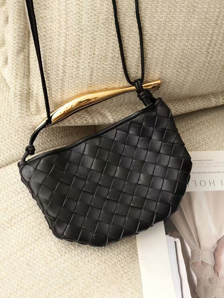 Mini Sardine Woven Cowhide Metal Portable Crossbody Bags