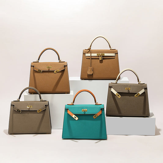 Women's Palm Print Genuine Leather Kelly Versatile Handbags