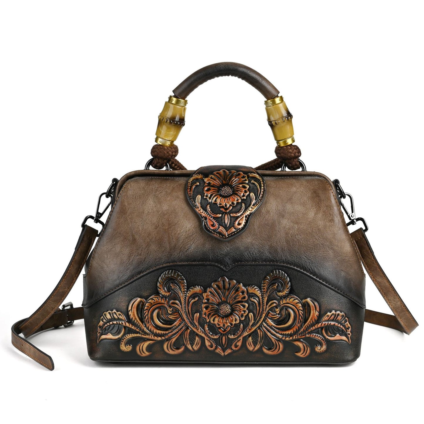 Women's Retro Embossed Hand-rub Color Clip Crossbody Bags