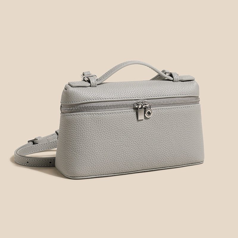 Women's Leather Lunch Box First Layer Cowhide Hand Shoulder Bags