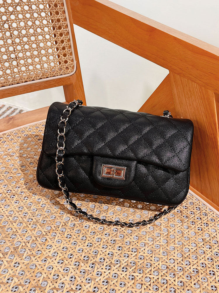 Women's Diamond Style Sheepskin Plaid Underarm Chain Bags