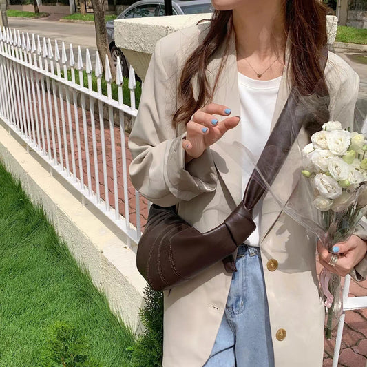 Women's Underarm Croissant Idle Style Trendy Leather Crossbody Bags