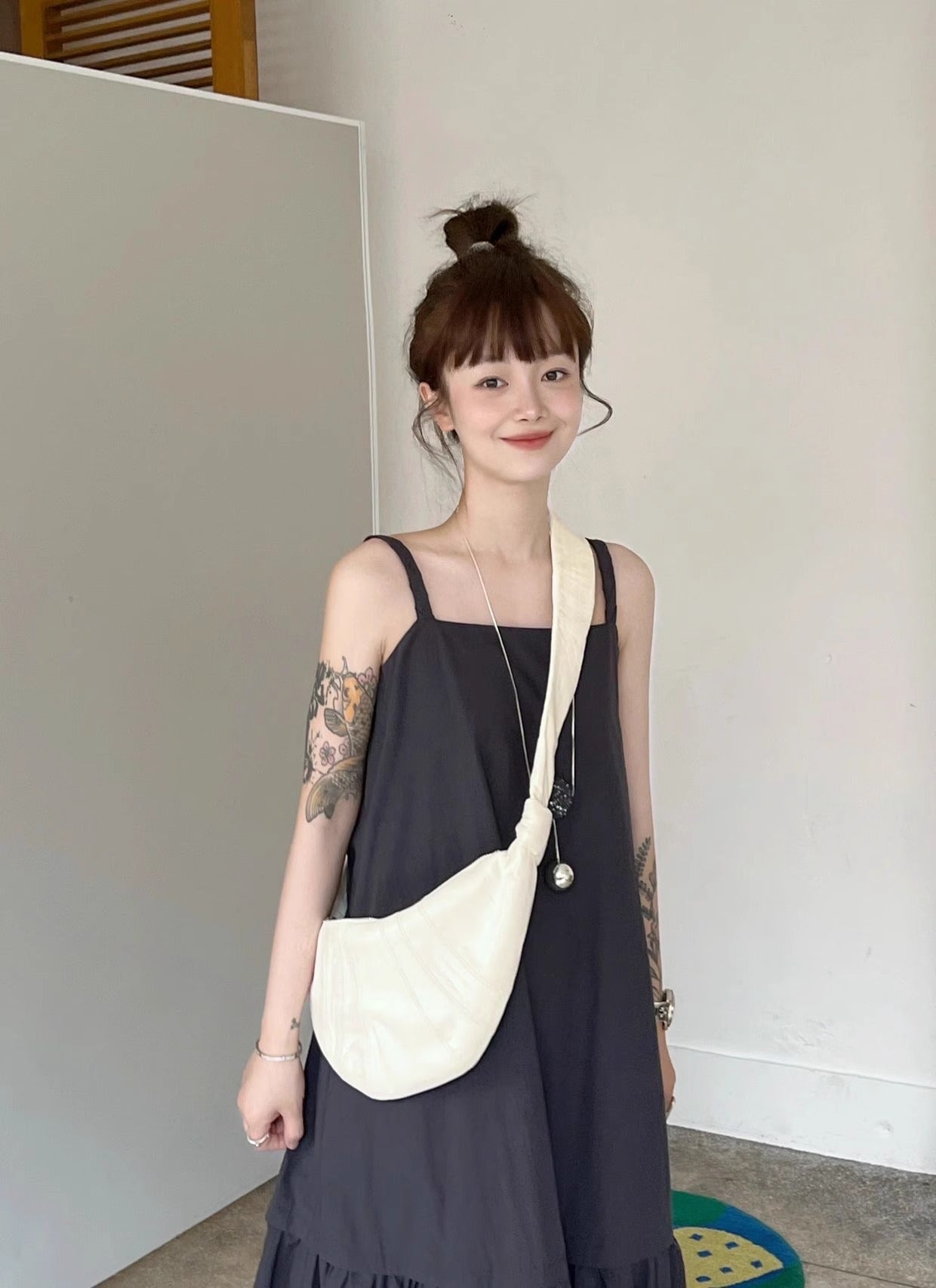 Lazy Can Be Praised Croissant Linen Crossbody Bags