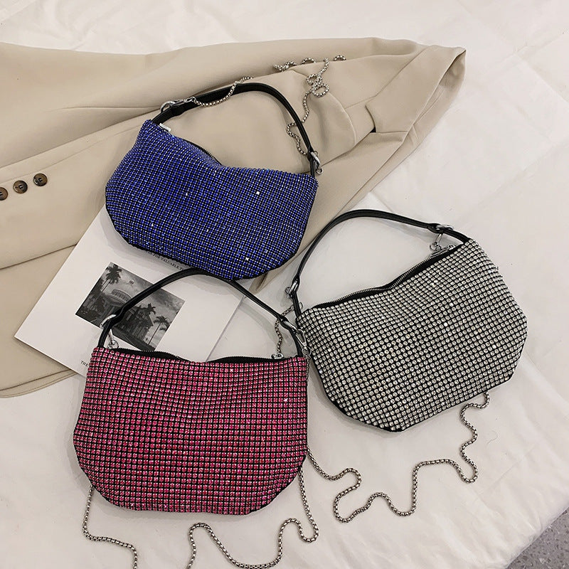 Women's Super Rhinestone Light Diamond Fashion Underarm Shoulder Bags