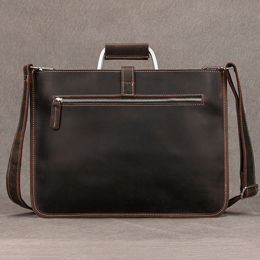 Men's Horse Leather Vintage Document Genuine Horizontal Men's Handbags