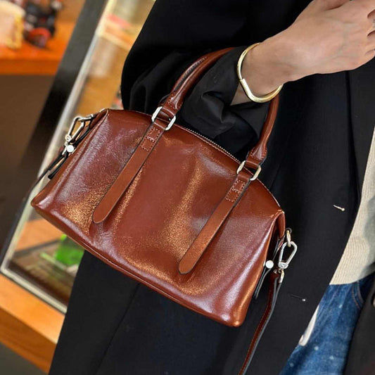 Women's Fashion Pillow Vegetable Tanning Leather Vintage Handbags