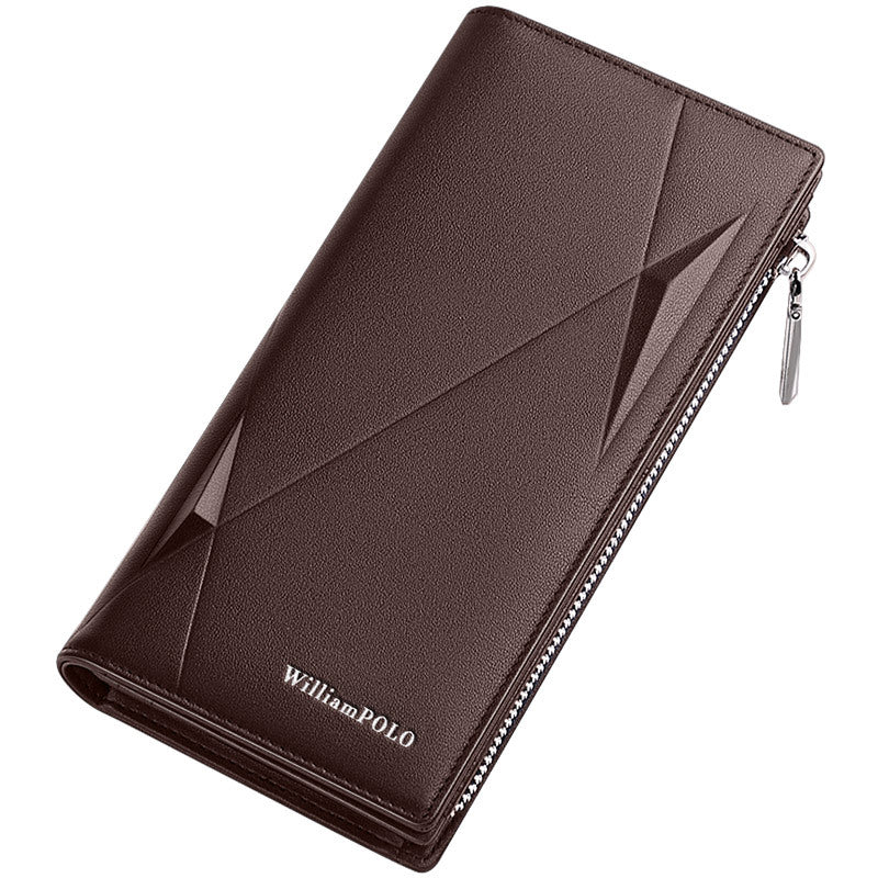 Men's Genuine Leather Clutch Large Capacity Zipper Men's Wallets