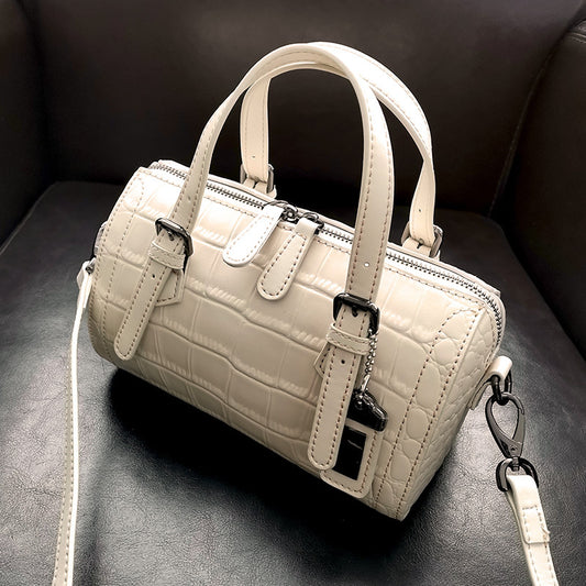 Women's Fashion Boston Crocodile Pattern Cowhide Crossbody Bags