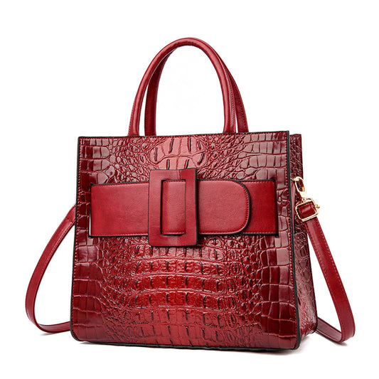 Women's Durable Crocodile Pattern Trendy Vintage Handbags