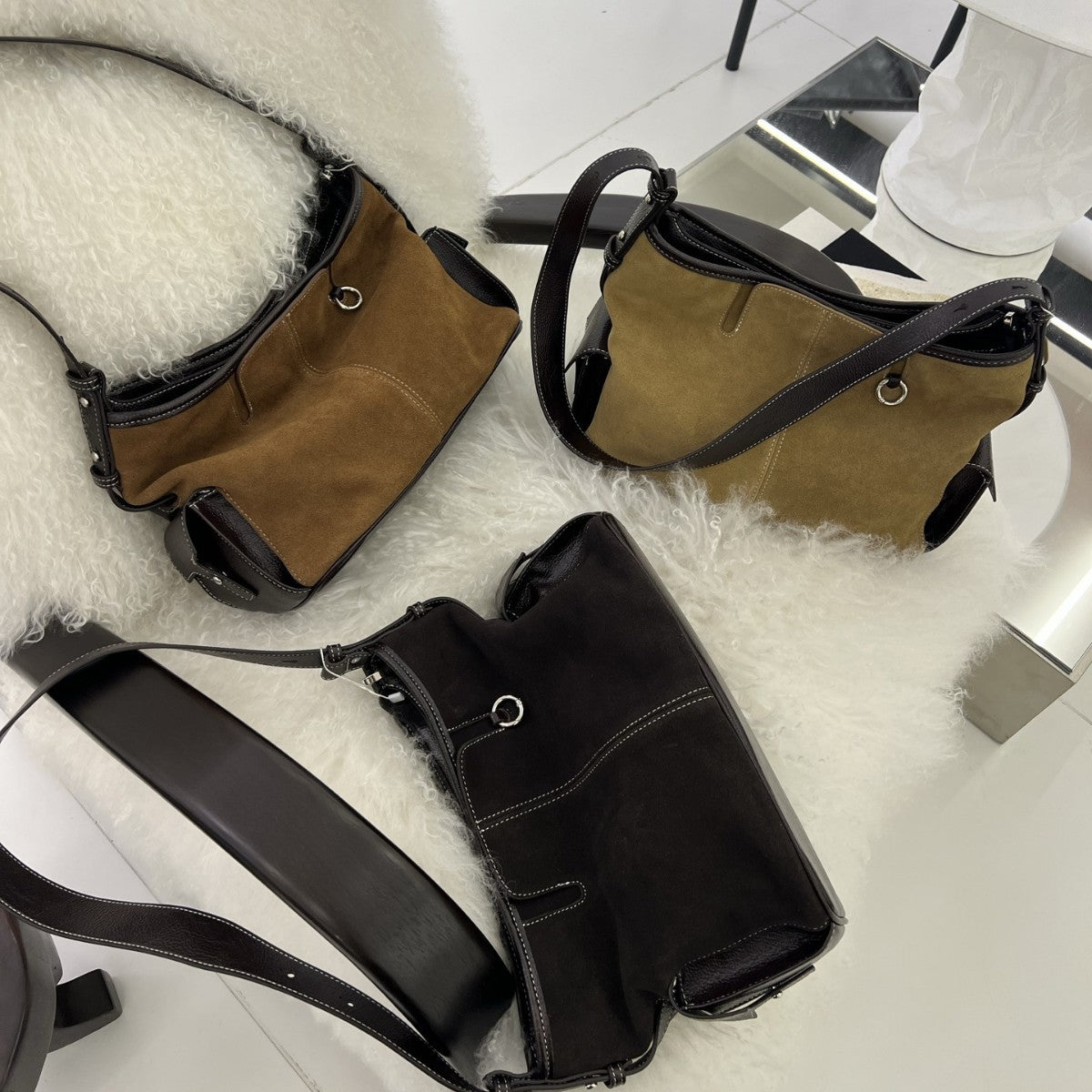 Women's Mountain Frosted Cowhide Leather Large Capacity Commuting Elegant Shoulder Bags