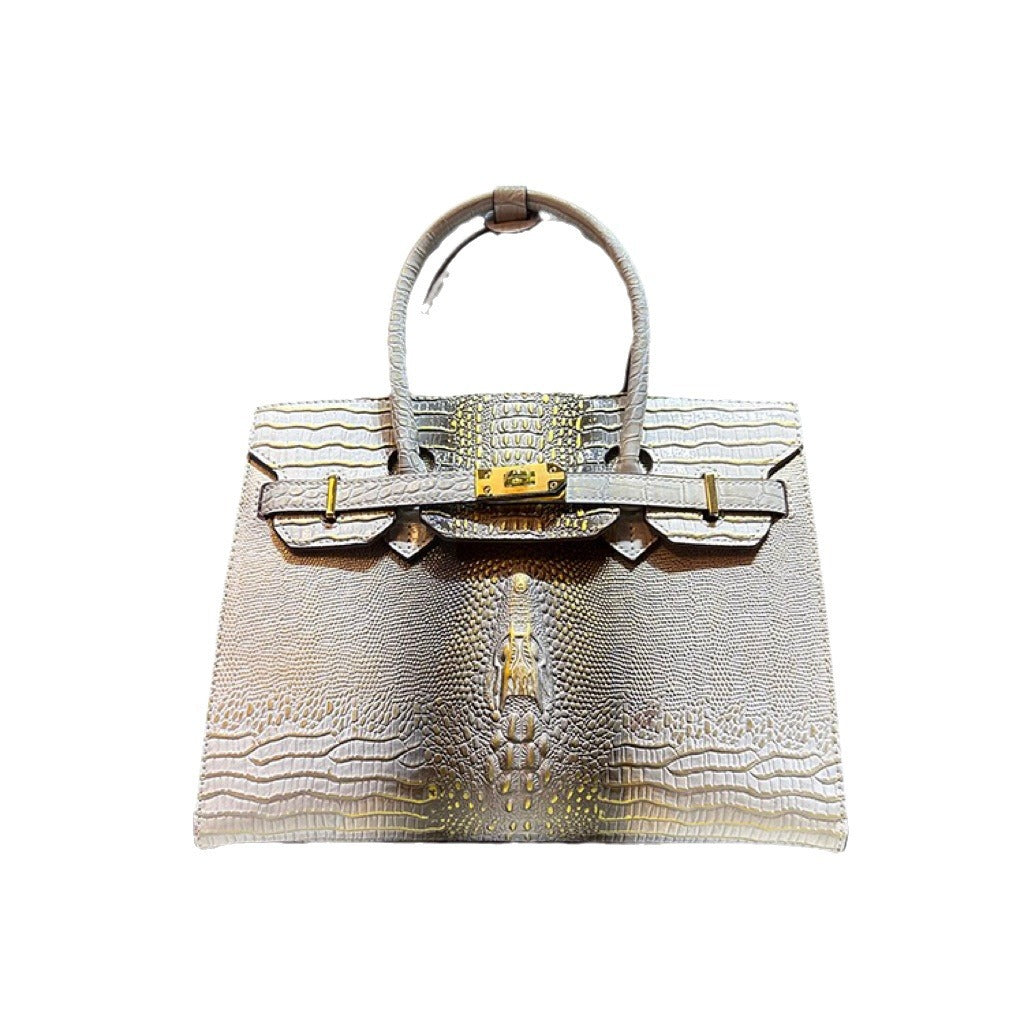 Women's High-grade Crocodile Pattern Genuine Leather Platinum Crossbody Bags