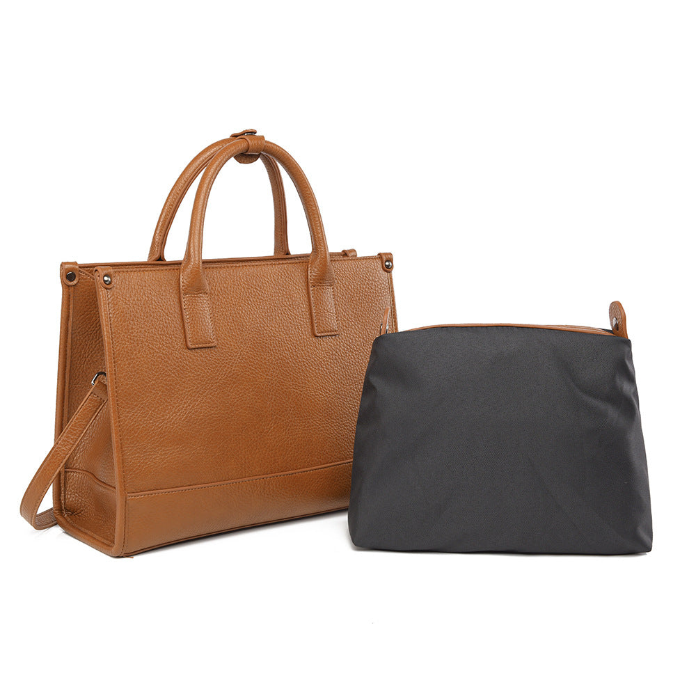 Large Capacity Soft Leather Simple Commute Bags