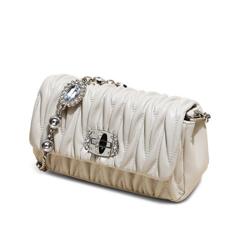 Women's Trendy Genuine Leather Summer Chain Underarm Arm Bags