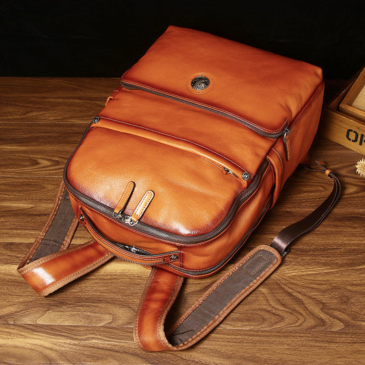 Men's Retro Genuine Leather Fashion Large Capacity Backpacks