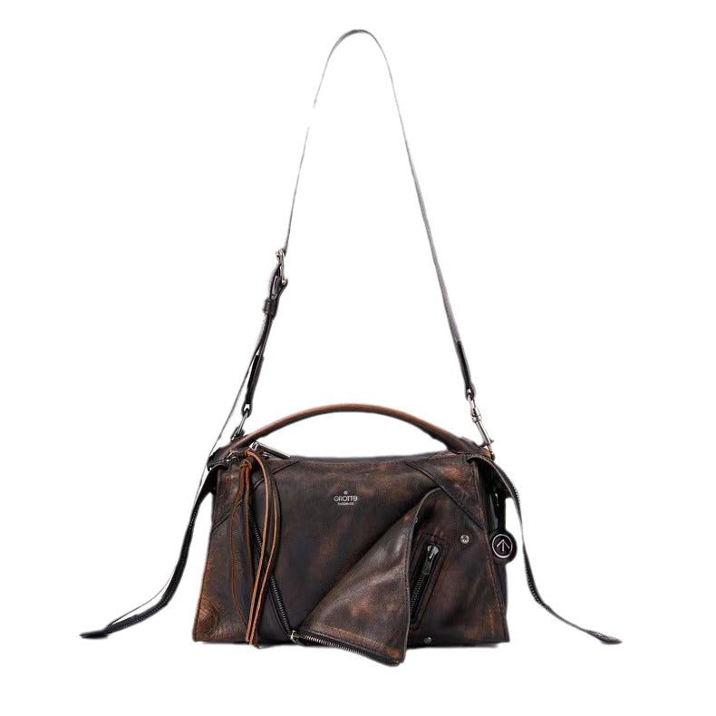Lapel Retro Easy Matching Genuine Leather Crossbody Bags