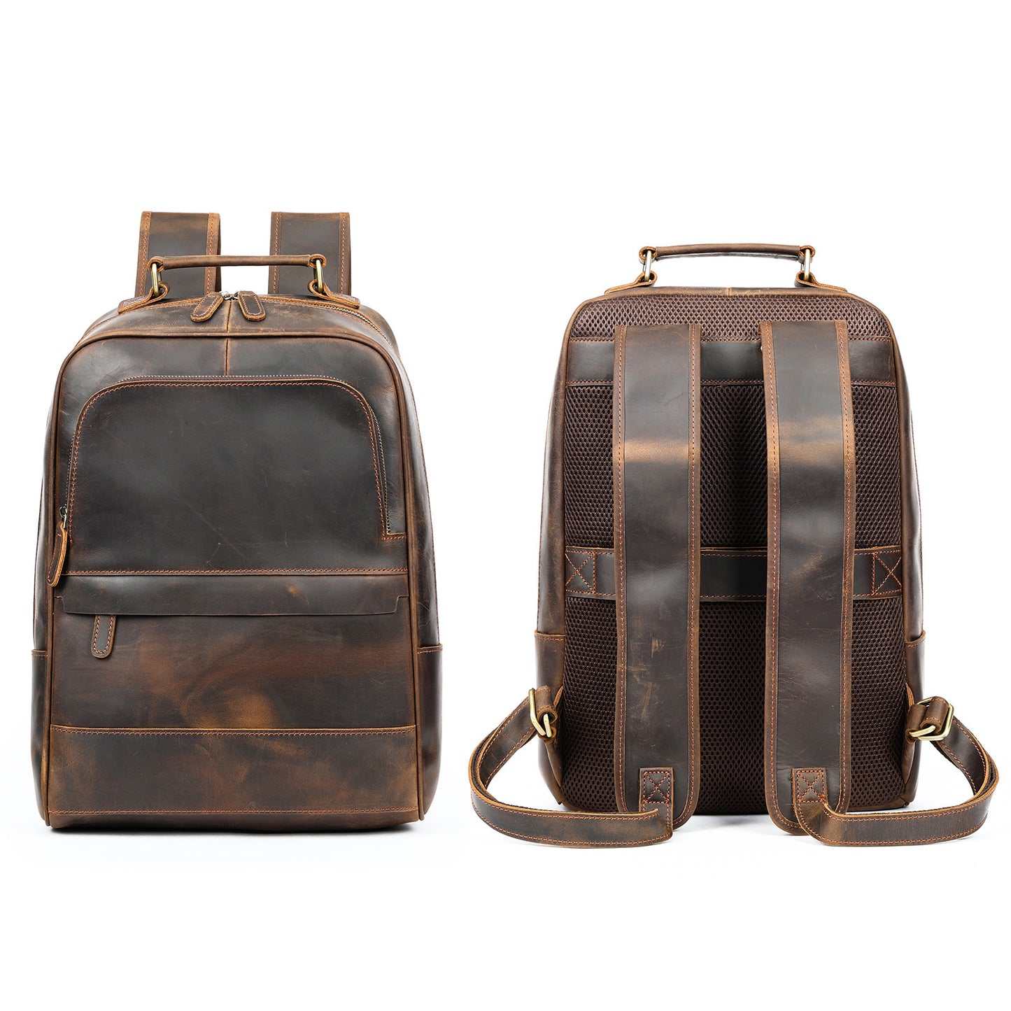Men's Horse Leather Traveling Retro Top Layer Backpacks