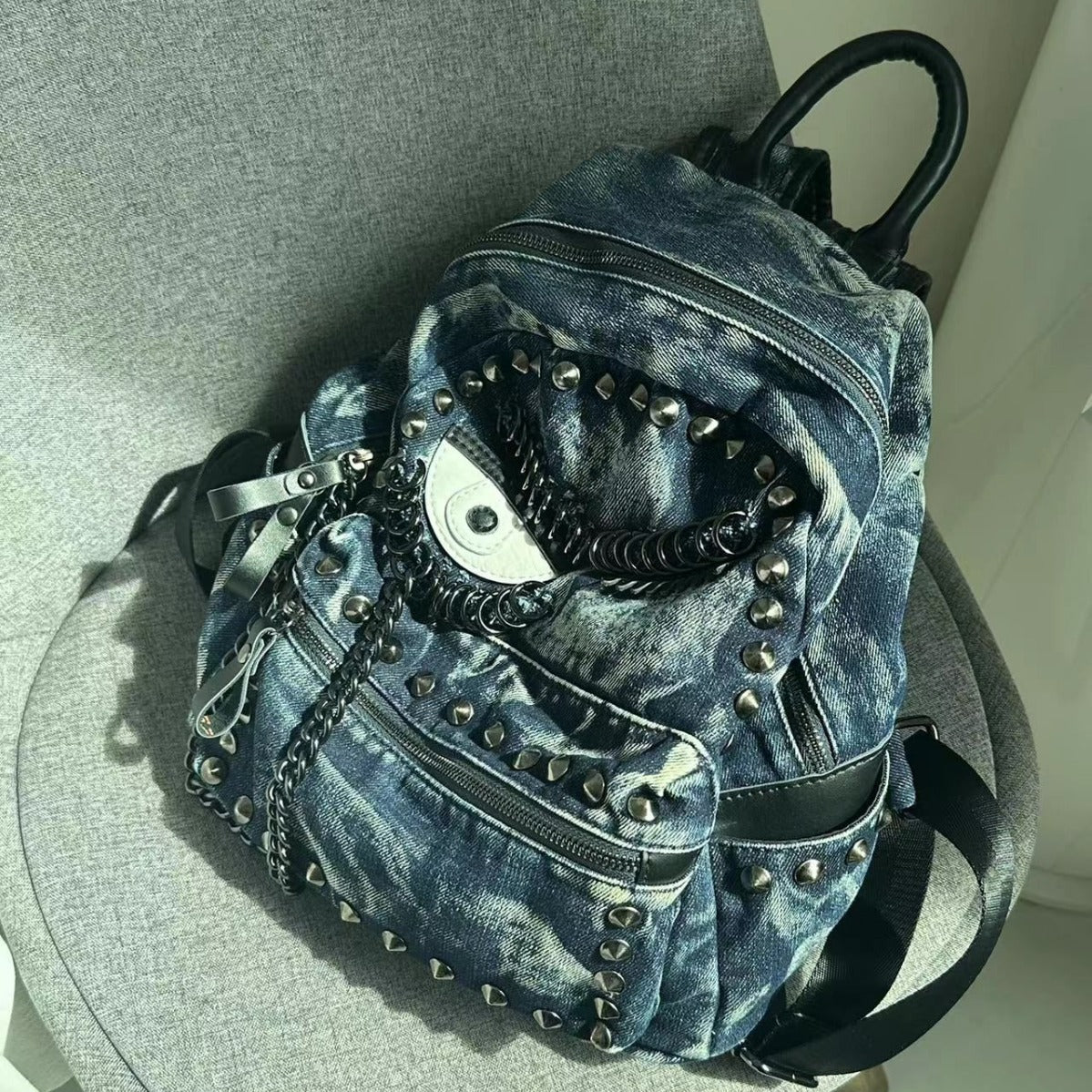 Women's Eye Rivet Chain Versatile Personalized Trendy Backpacks