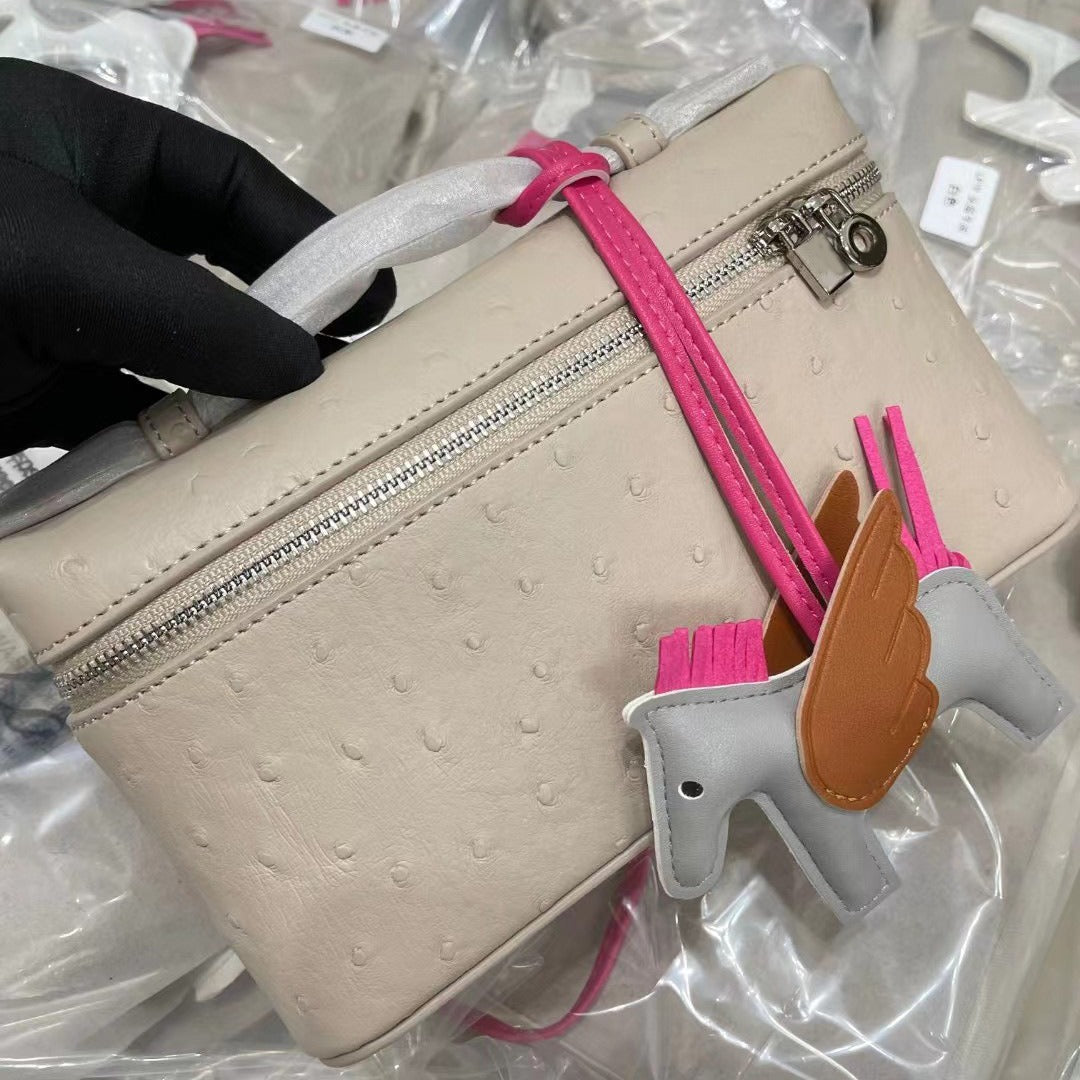 Women's Lunch Box Ostrich Grain Cowhide Fashion Crossbody Bags