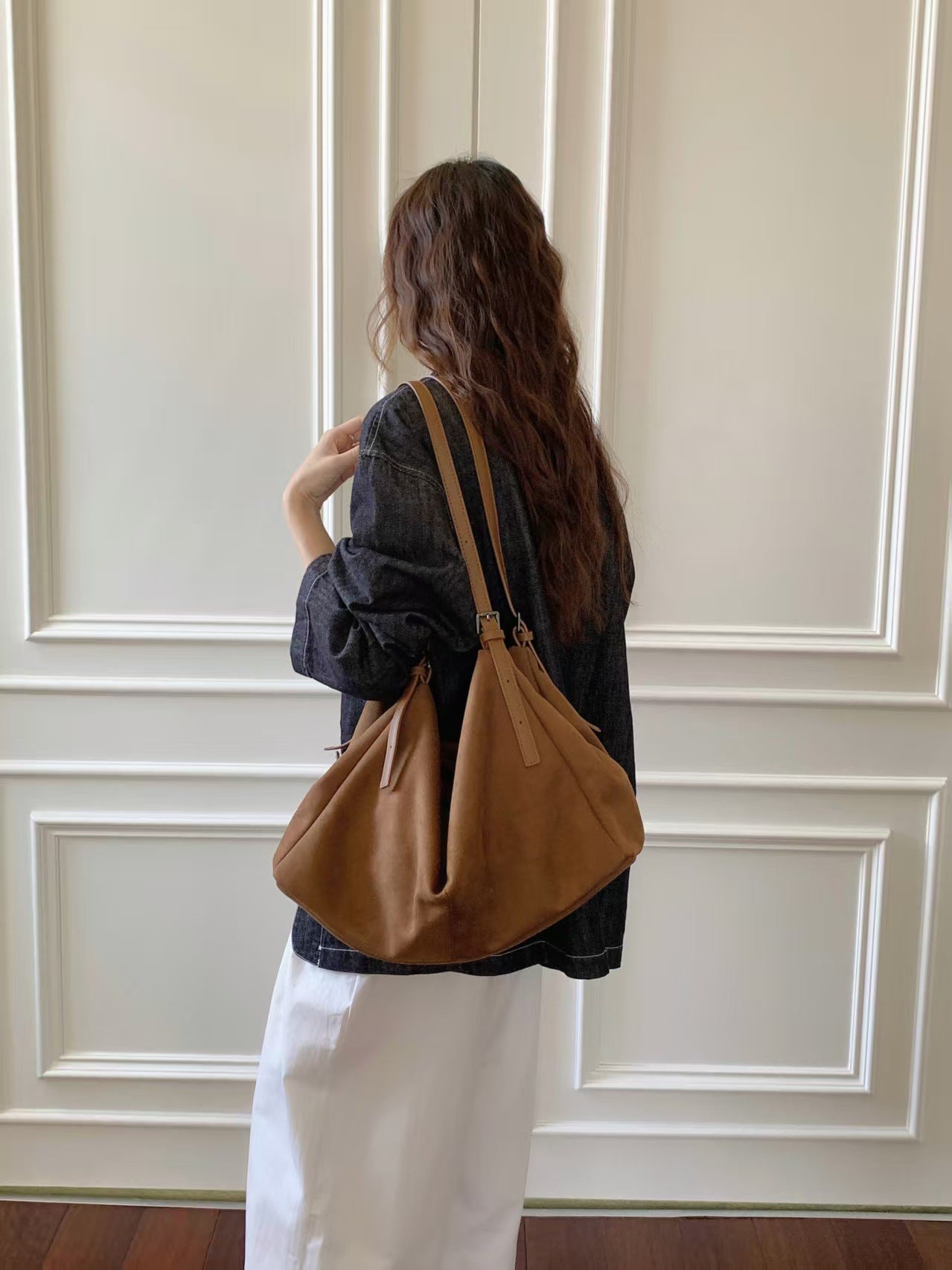 Fashion Suede Soft Leather Classic Style Tote Bags