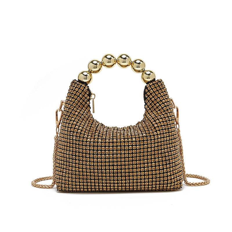 Women's Beads Clutch Chain Inlaid Brick Dinner Shoulder Bags