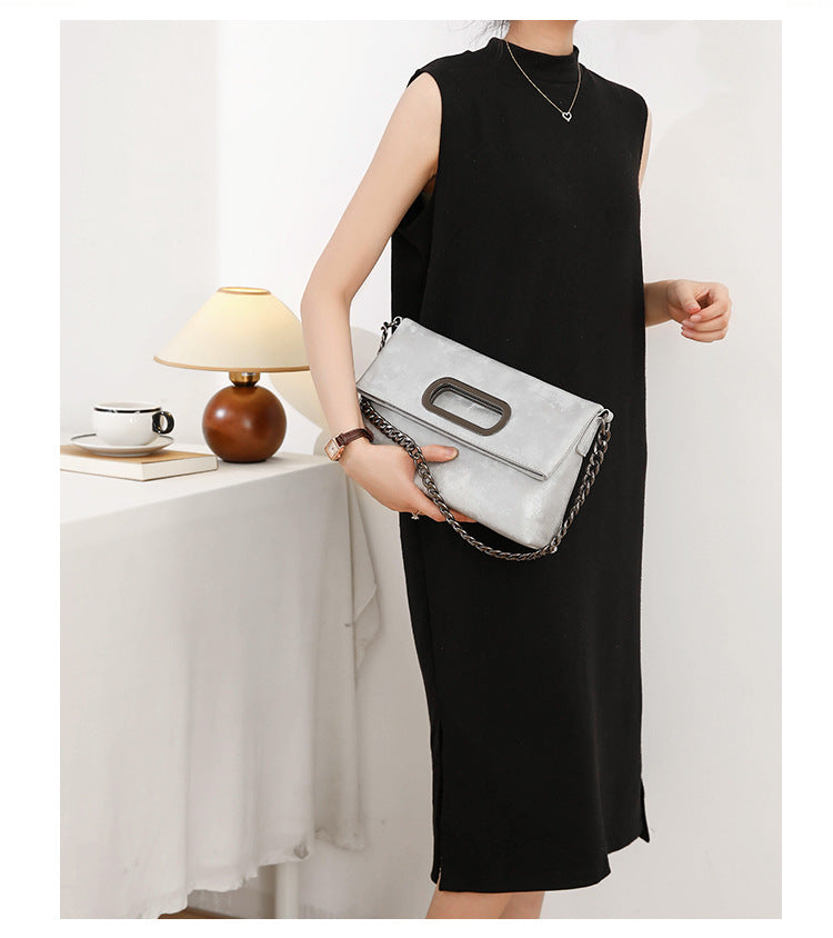 Style Genuine Leather Satin Underarm Folding Crossbody Bags