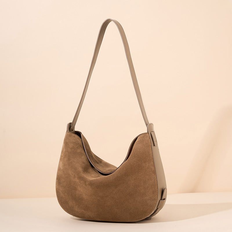 Women's Fashion Retro First Layer Frosted Underarm Crossbody Bags