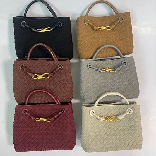 Women's Elegant Suede Vintage Bow Woven Shoulder Bags