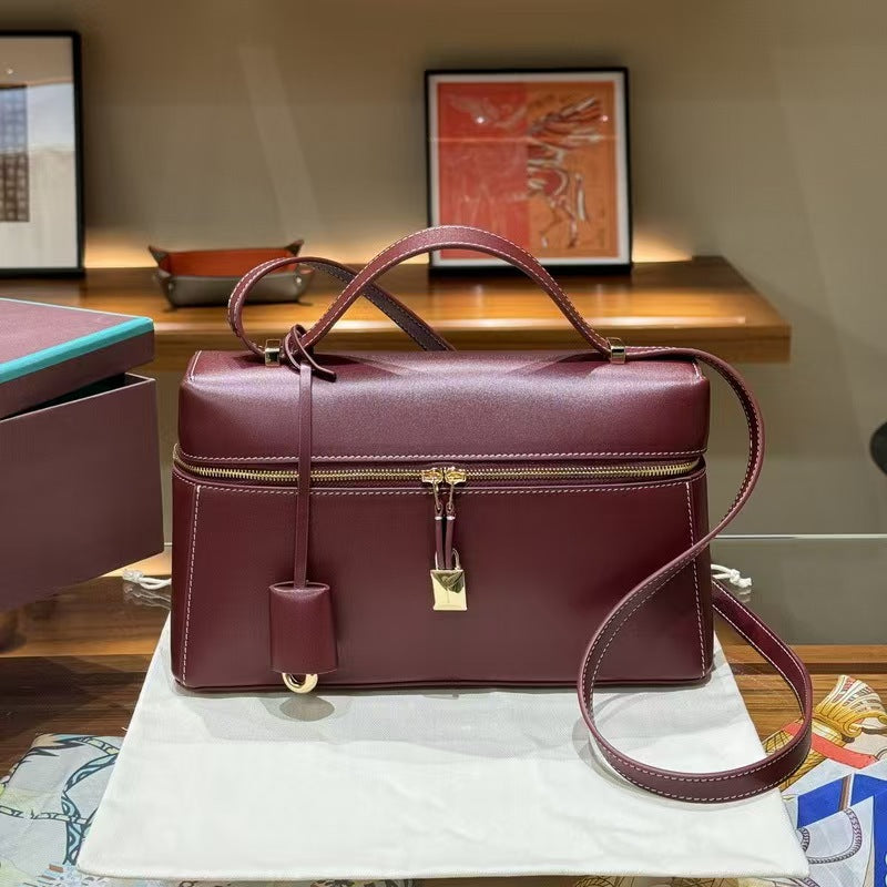 Lunch Box Vintage Genuine Leather Portable Crossbody Bags